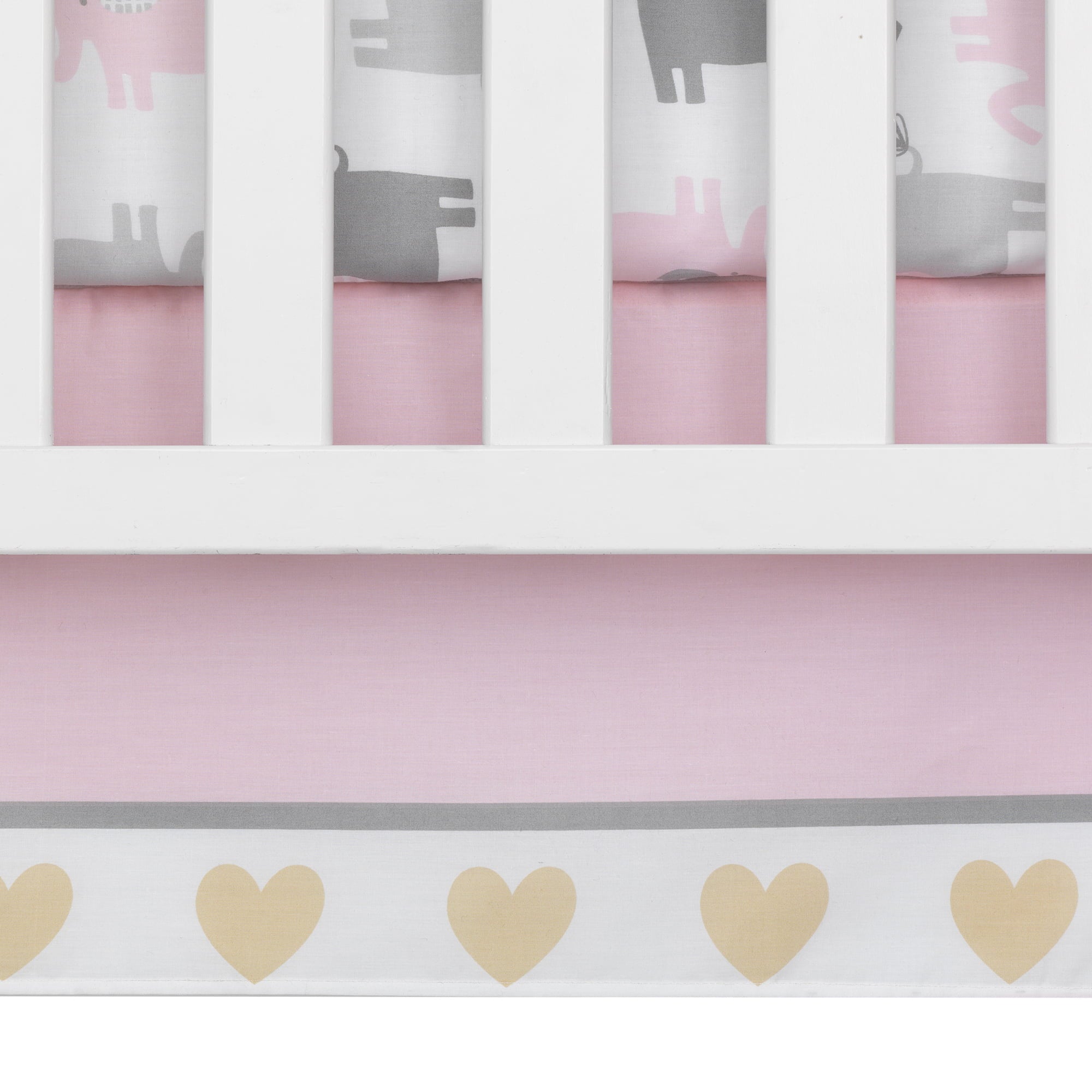 Bedtime Originals Eloise 3-Piece Elephants Crib Bedding Set - Pink， Gray， White， Animals