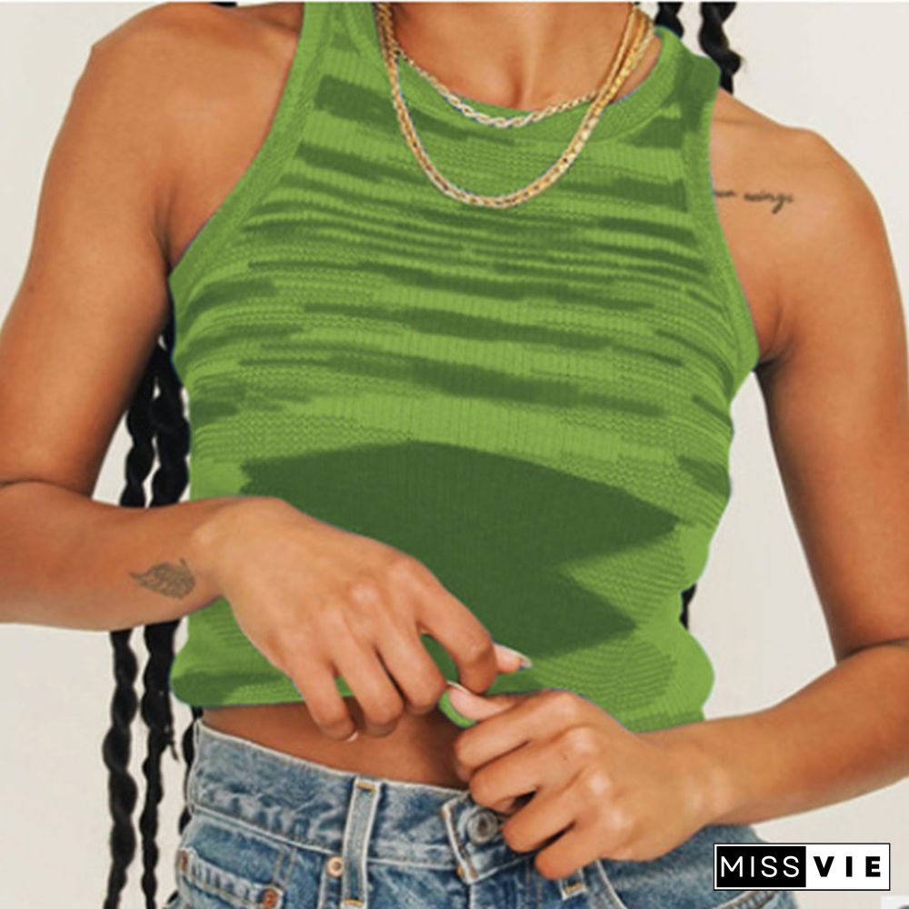 Summer Slim Render Short Crop Tops Sexy Women Sleeveless Knitted Colorful Tank Tops Summer Fitness Female Tops Vest