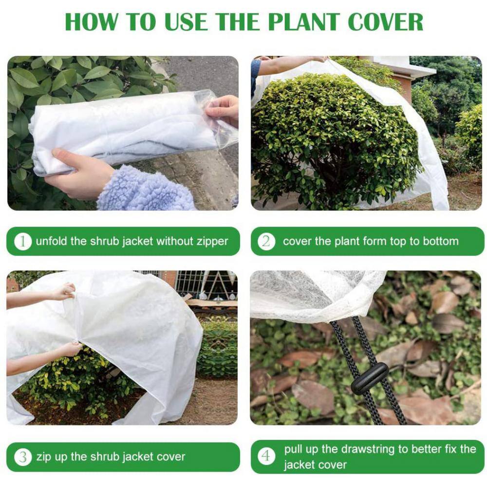 Agfabric 108 in. x 108 in. 0.95 oz. Plant Covers with Zipper Winter Tree Jacket for Frost Protection and Season Extension E09108108WCK