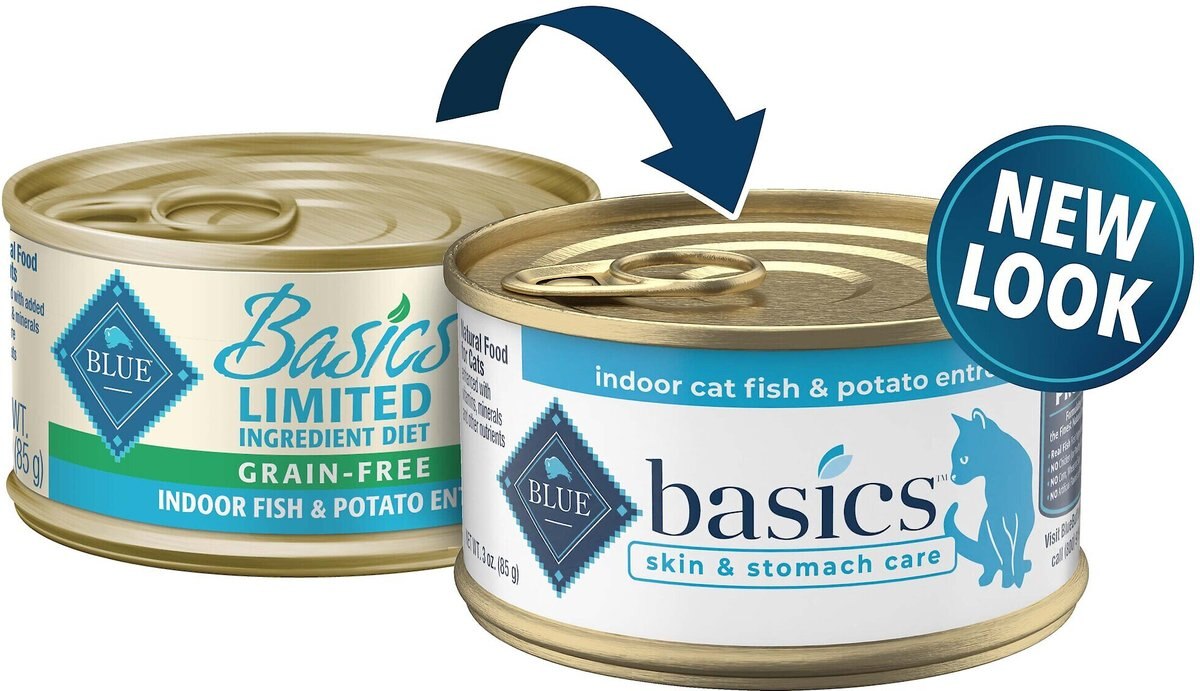 Blue Buffalo Basics Skin and Stomach Care Grain-Free Fish and Potato Entree Indoor Adult Canned Cat Food