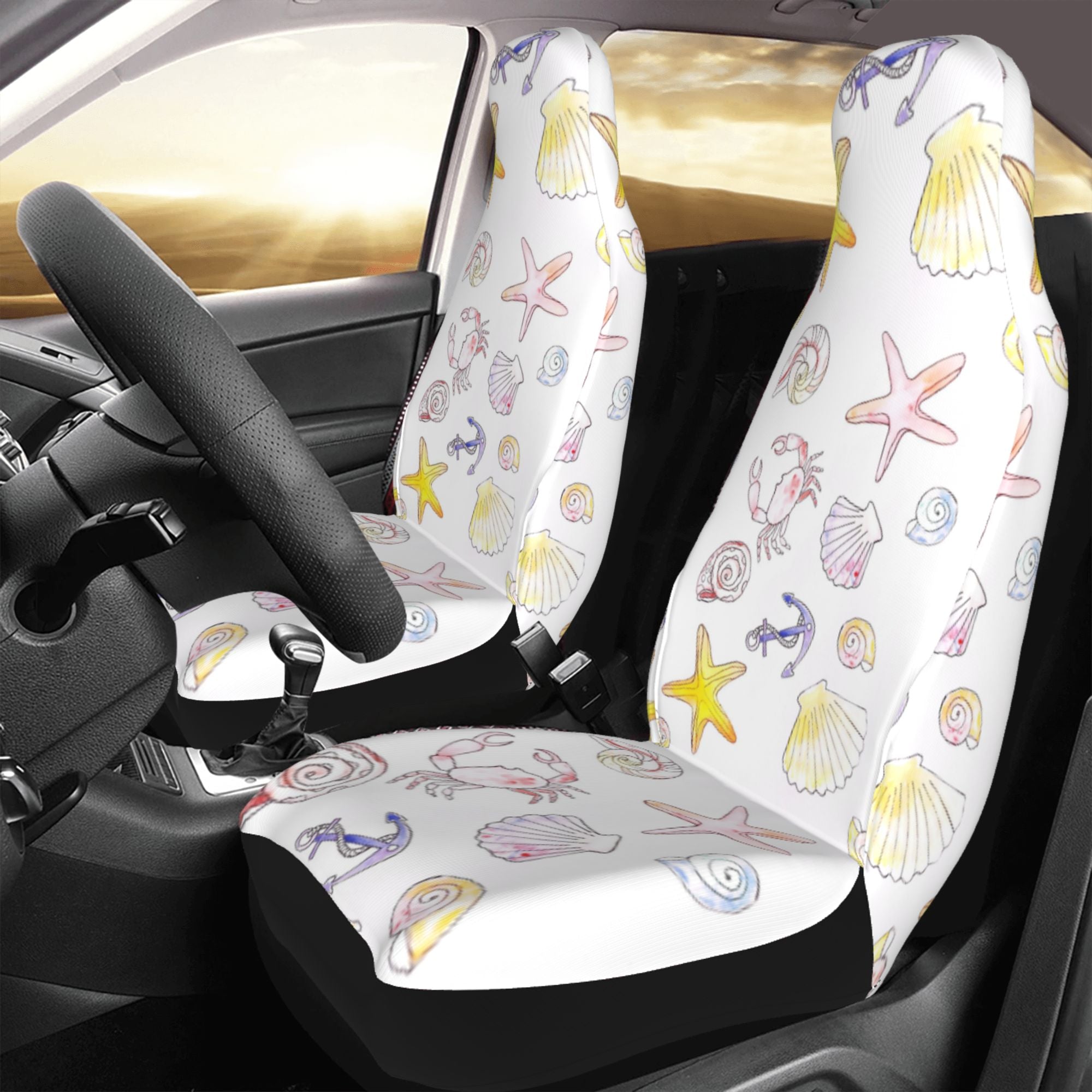 ZICANCN Car Seat Cover Nautical Doodle Car Front Seat Covers Protectors ， Automotive Seat Covers for Cars Trucks Suv