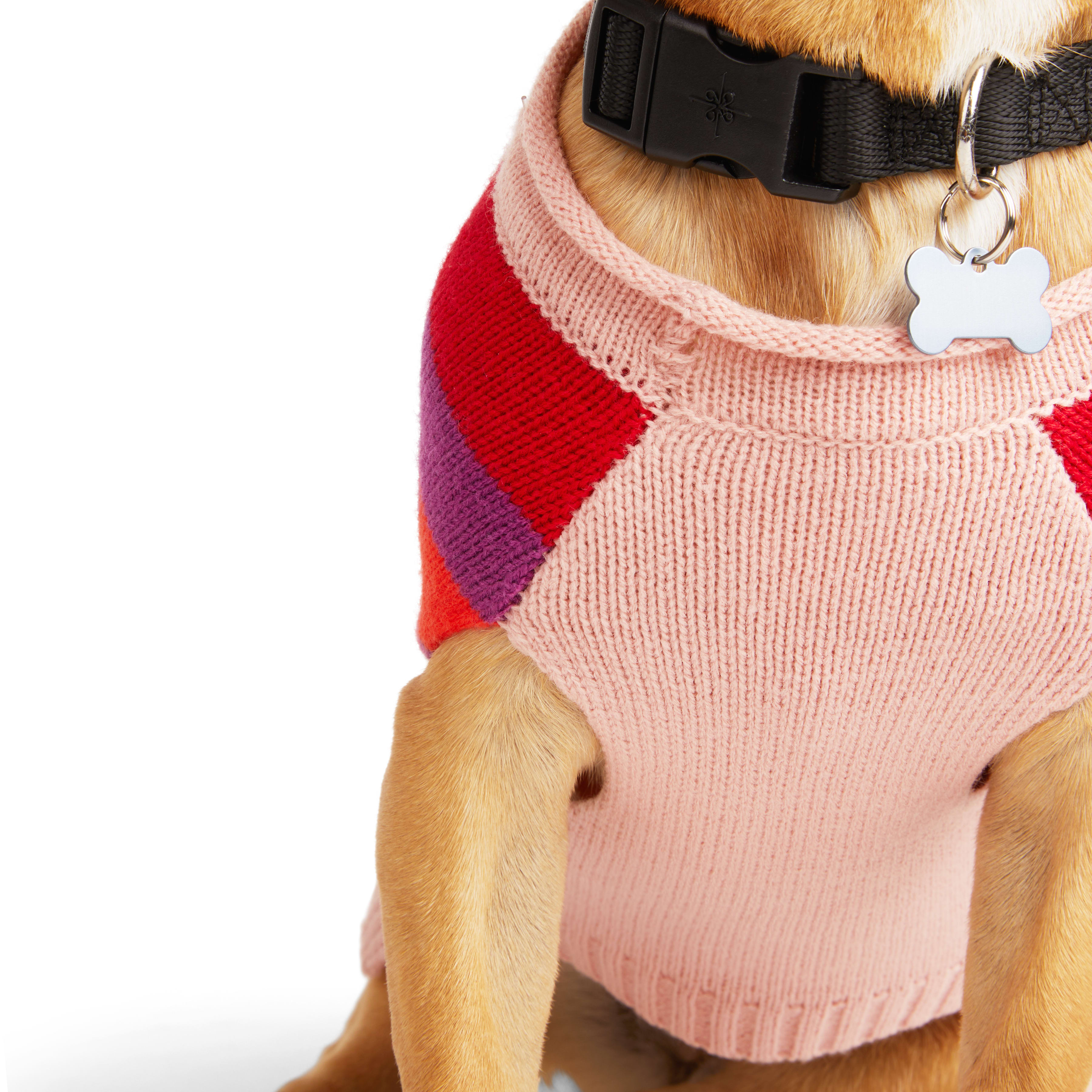 YOULY Pink Stripe Dog Sweater， XX-Small