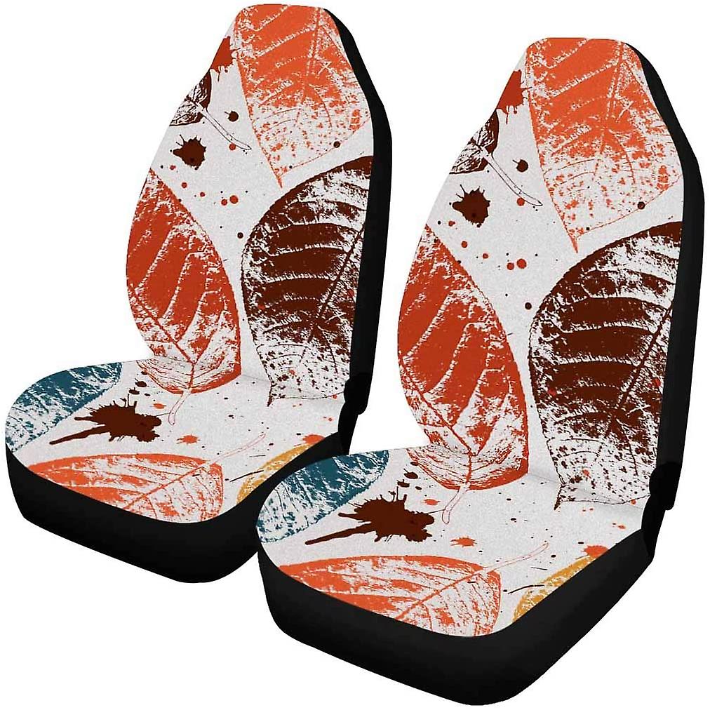 Set Of 2 Car Seat Covers Colored Autumn Leaves Blots Universal Auto Front Seats Protector Fits For Car，suv Sedan，truck