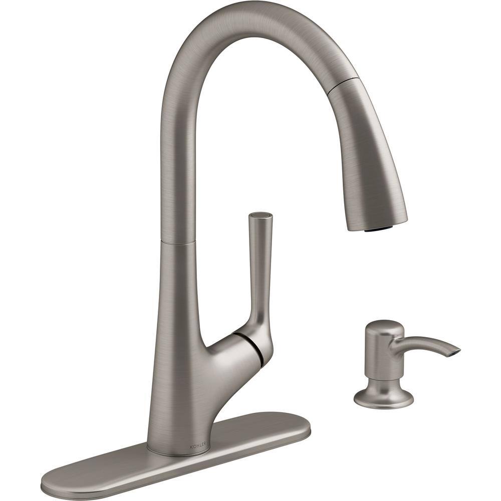 KOHLER Elmbrook Single-Handle Pull-Down Sprayer Kitchen Faucet in Vibrant Stainless K-R22968-SD-VS