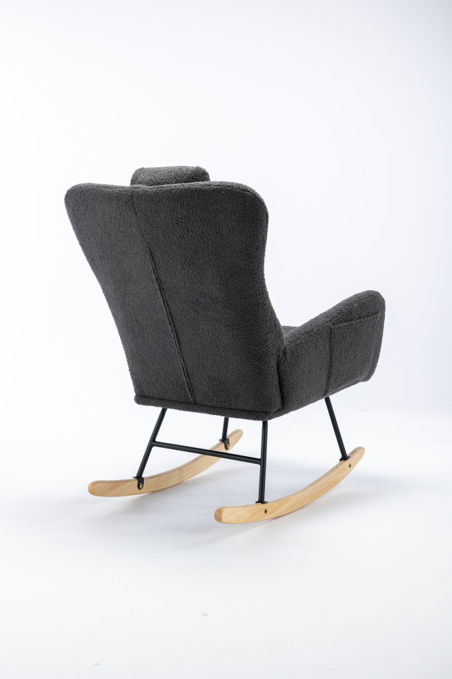 TATEUS 35.5 quotRocking Chair  Soft Teddy Velvet Fabric Rocking Chair   Modern   Rocking Chairs   by TATEUS LLC  Houzz