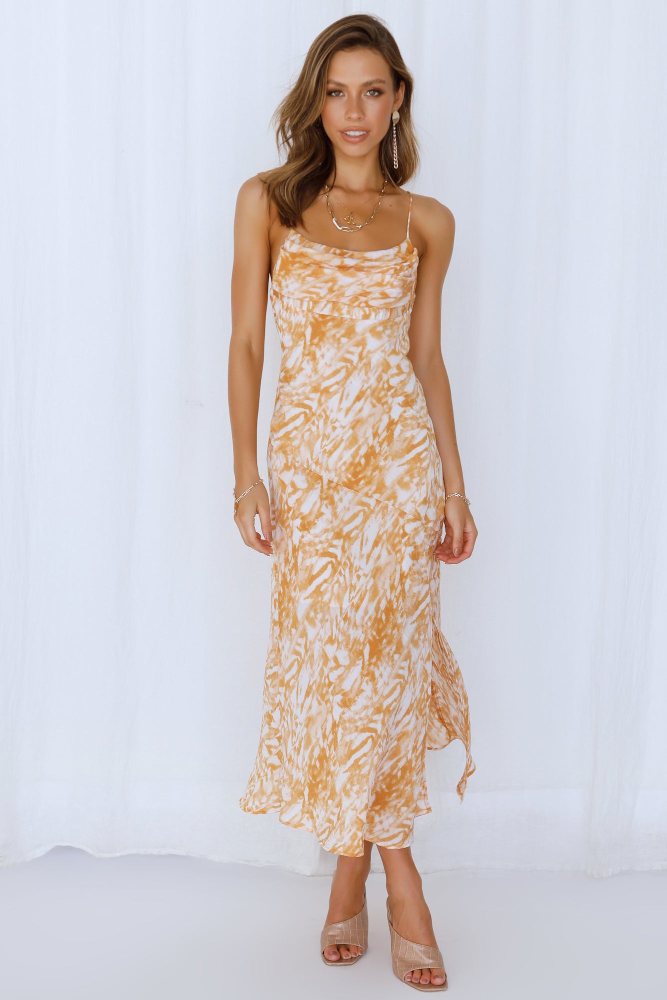 Get Your Groove On Midi Dress Orange