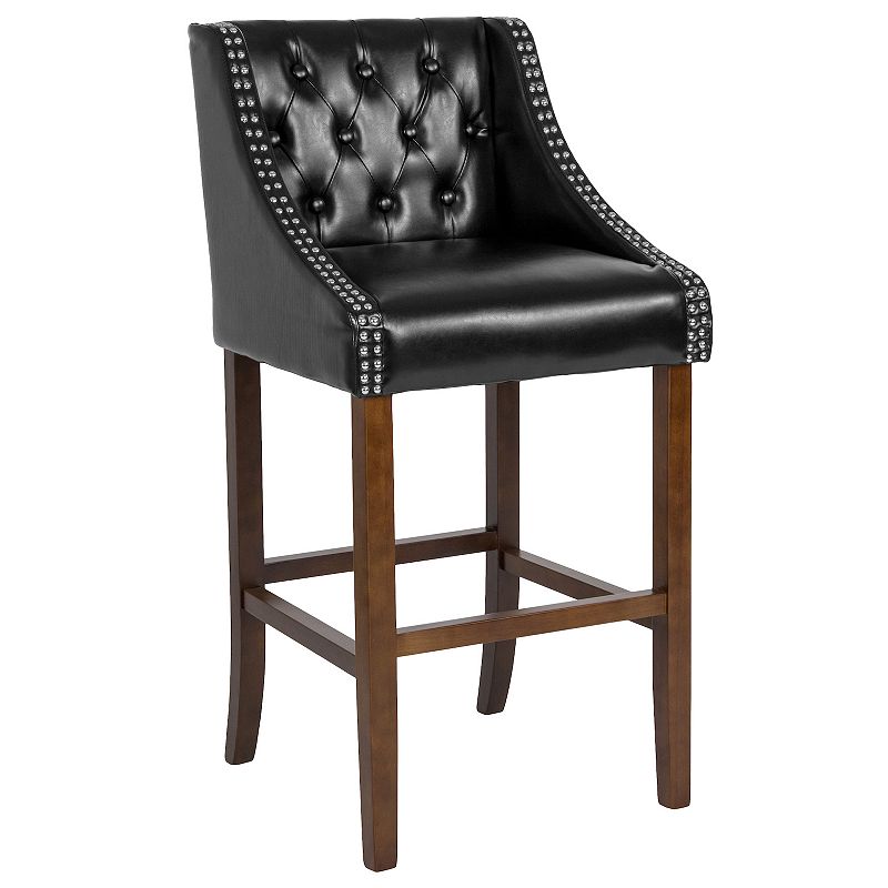 Merrick Lane Hadleigh Upholstered Barstool 30 High Transitional Tufted Barstool with Accent Nail Trim