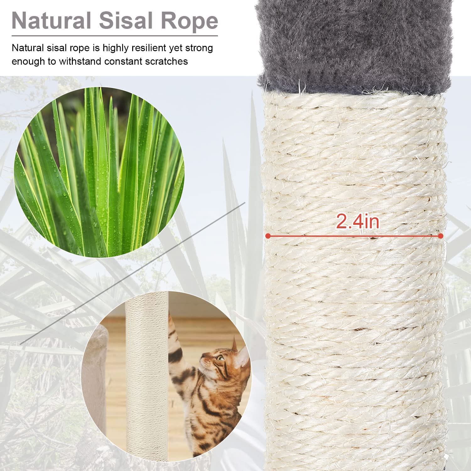 BestPet Cat Tree 52 inch Tall Cat Tower with Cat Scratching Post，Multi-Level Playpen House，Ashy