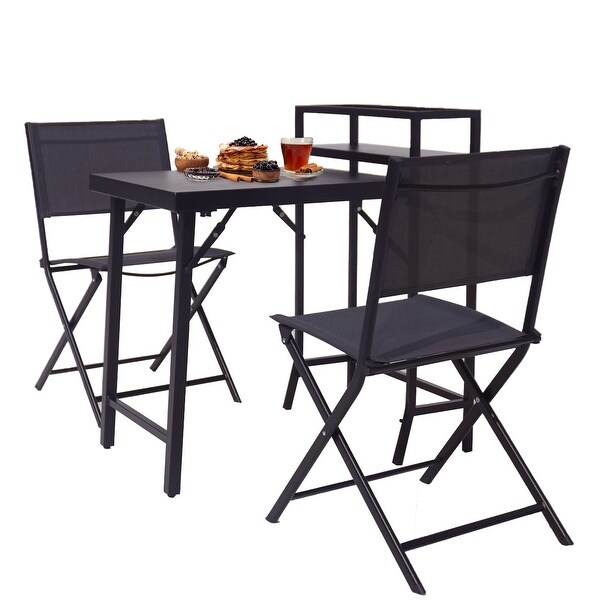 3PCS Patio Bistro Set Patio Set of Foldable Patio Table and Chairs