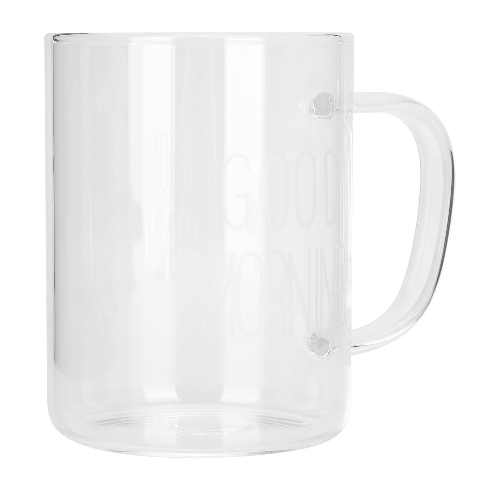 350ml Transparent Milk Coffee Mug With Handle Glass Water Cup Drinkware Kitchen Utensilwhite Letter