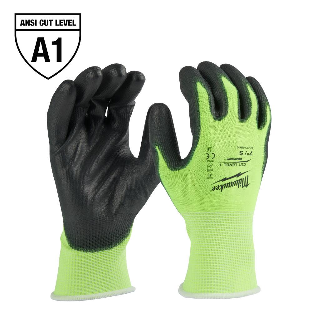 Milwaukee High Visibility Cut Level 1 Polyurethane Dipped Gloves 48-73-8910M910 from Milwaukee