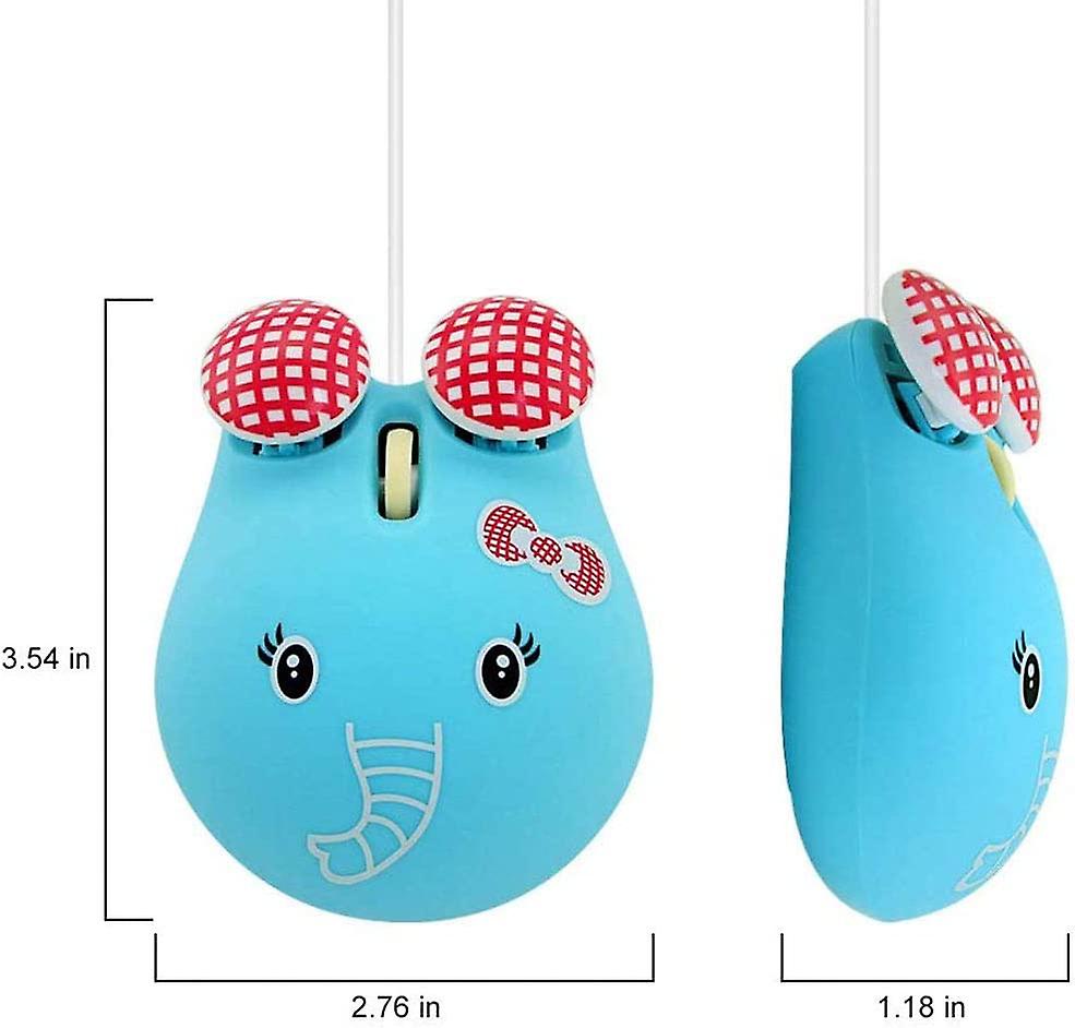 Super Cute Elephant Shape Wired Mouse Cartoon Mini Mouse Novelty Portable Computer Mouse Unique Small Desktop Mouse Laptop Pc Mouse For Kids (light Bl