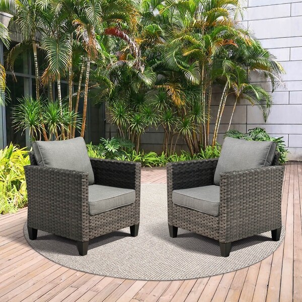 OVIOS 2piece Outdoor Highback Wicker Single Chairs