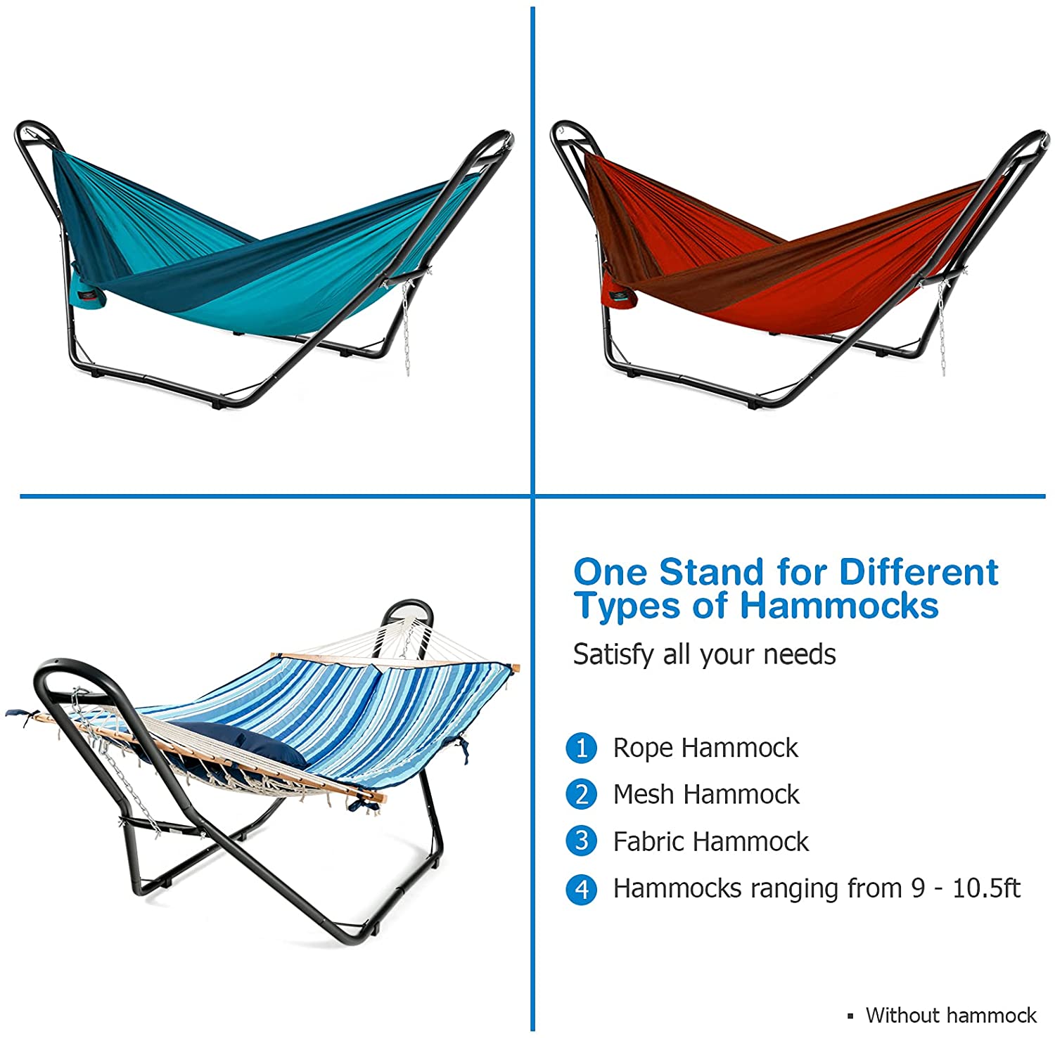 Giantex Multi-Use Universal Hammock Stand, 550LBS Capacity Adjustable Heavy Duty Hammock (Black)