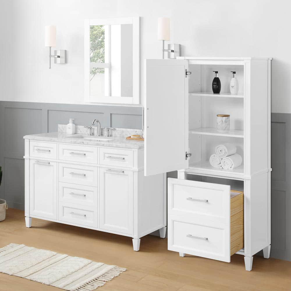 Home Decorators Collection Caville 24 in W x 16 in D x 60 in H White Linen Cabinet