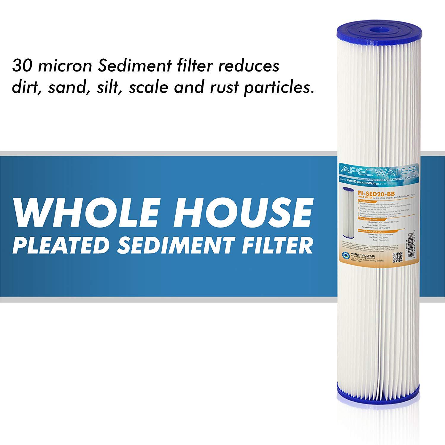 APEC Whole House 1-Stage Water Filtration System Reusable and Washable Pleated Sediment For All Purpose