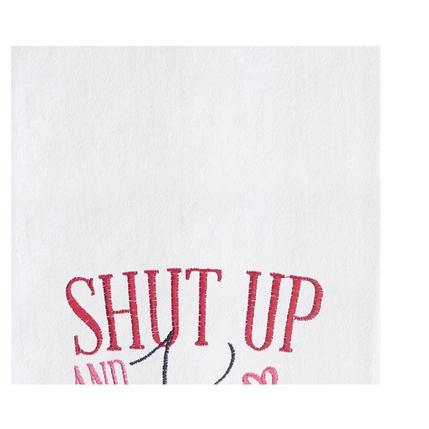 C amp f Home Shut Up amp Kiss Me Embroidered Cotton Flour Sack Kitchen Towel