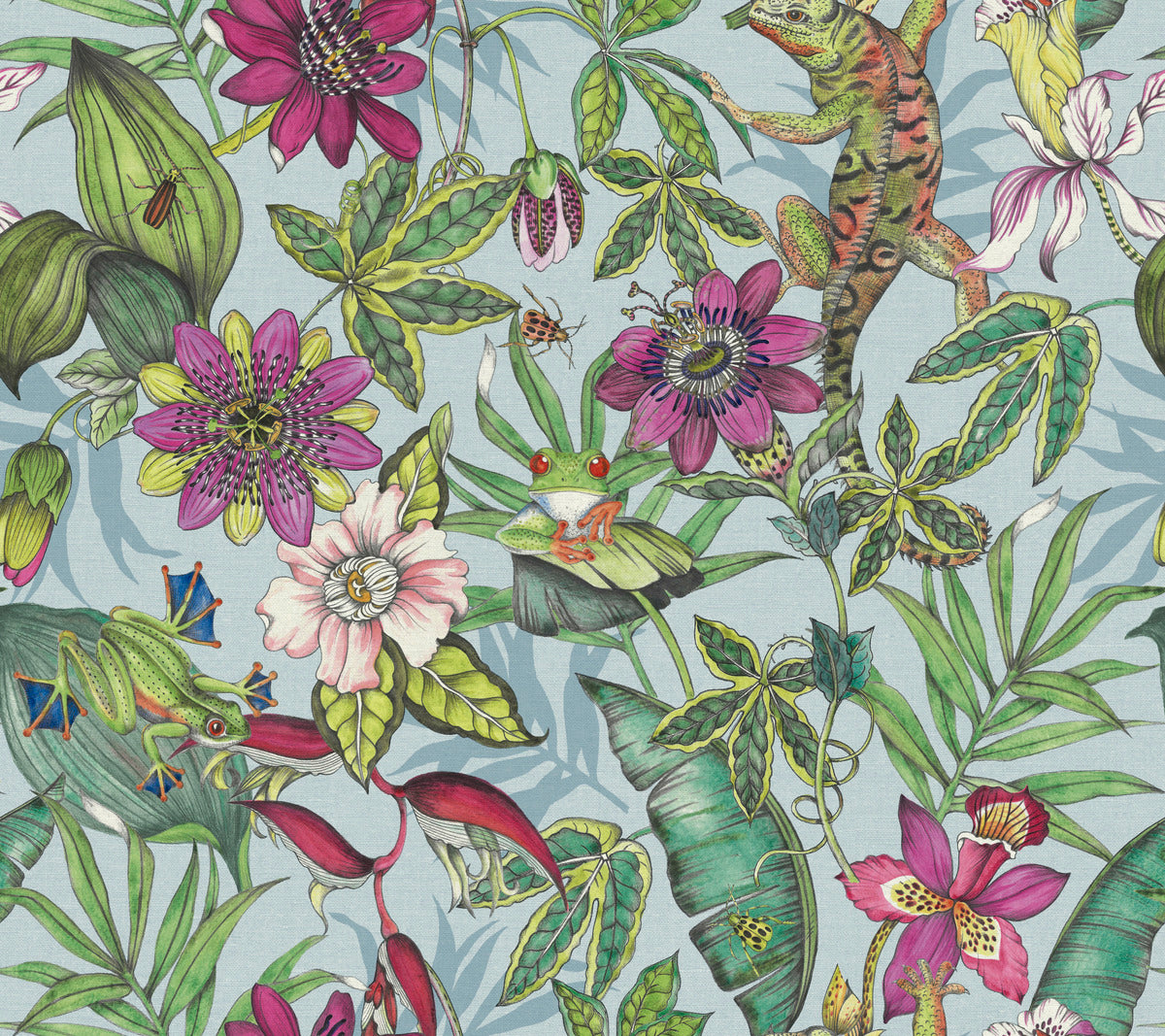 Sample Rainforest Wallpaper in Blue/Multi from the Blooms Second Edition