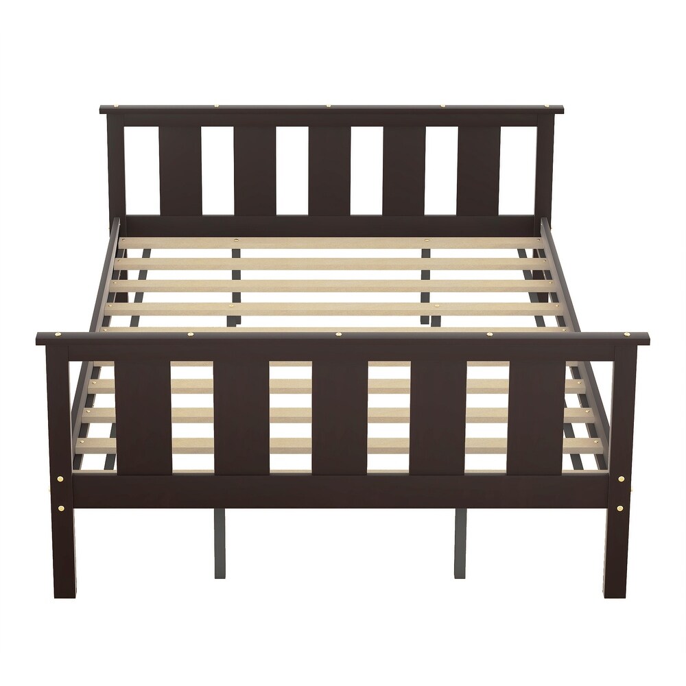 Wood Platform Bed Queen Size Bed Frame with Headboard