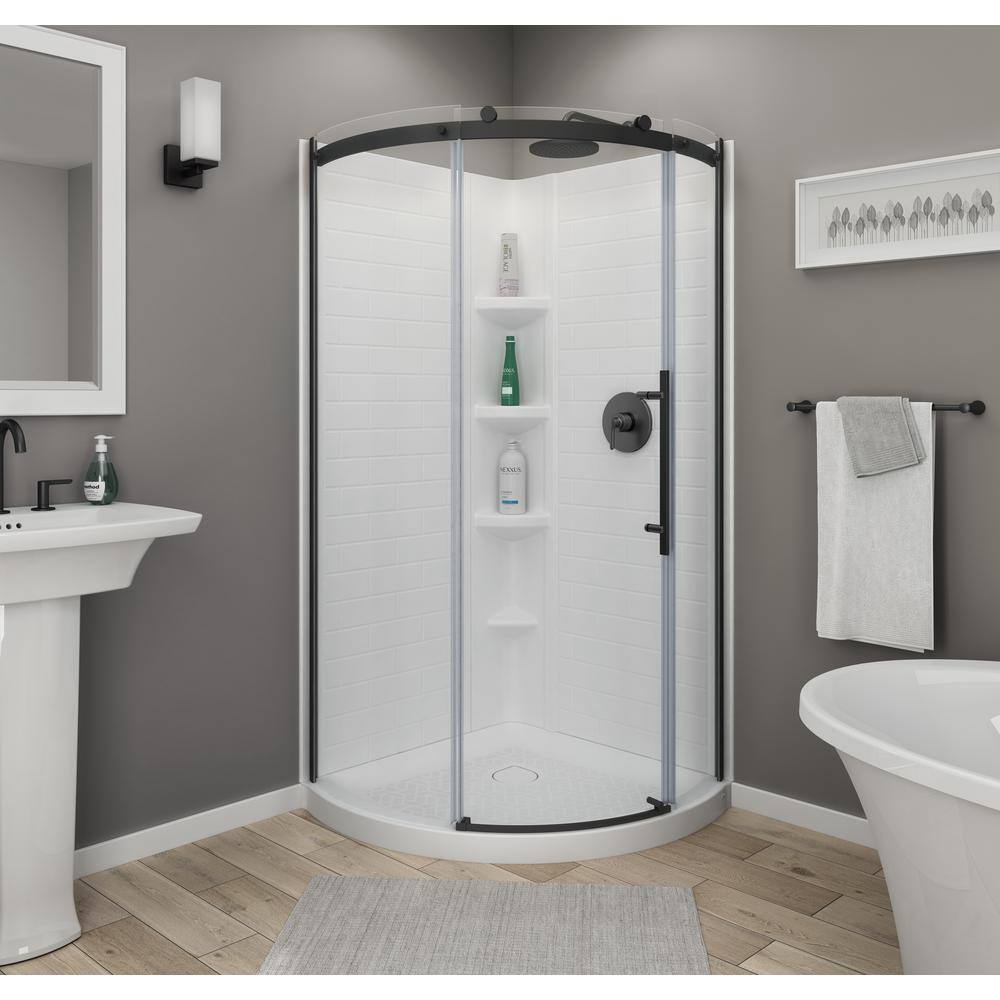 American Standard Ovation Curve 36 in. W x 72 in. H Sliding Frameless Curved Shower Door in Matte Black AM00846400.243