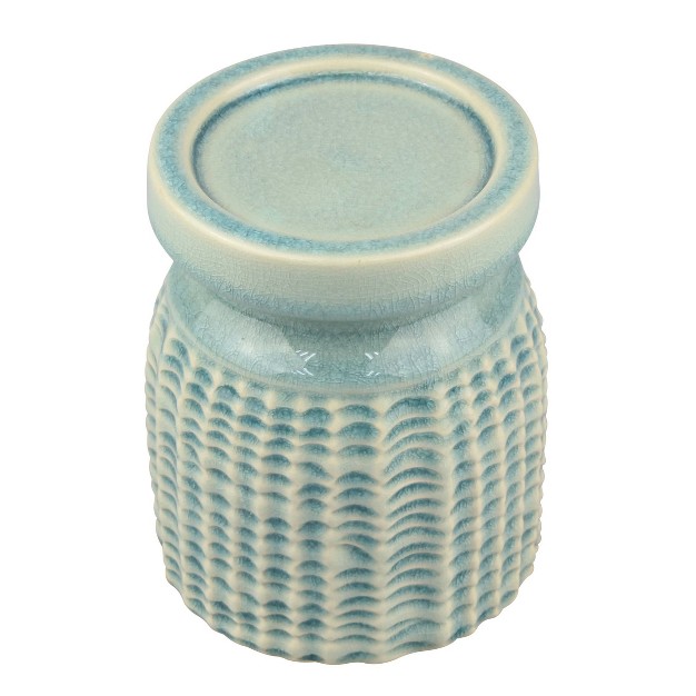 Decorative Coastal Ceramic Pillar Candle Holder Seafoam Green Stonebriar Collection