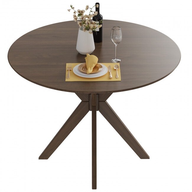 35 Inch Modern Round Wood Dining Table with Solid Legs   36\