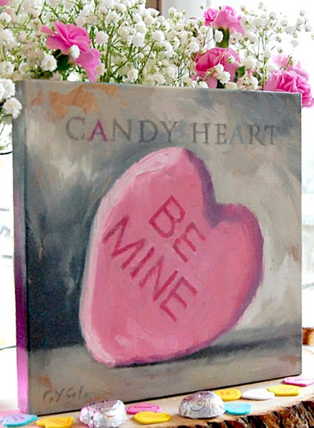 Sullivans Darren Gygi Pink Candy Heart Canvas Museum Quality Giclee Print Gallery Wrapped Handcrafted In Usa