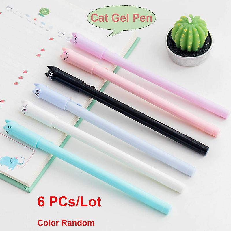 Cute Swing Tail Cat Gel Pen Students Use 0.5 Full  Black Pen School Office Supplies(a)