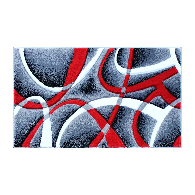 Masada Rugs Masada Rugs Sophia Collection 2'x3' Area Rug with Hand Carved Intersecting Arch Design in Red， White， Gray and Black