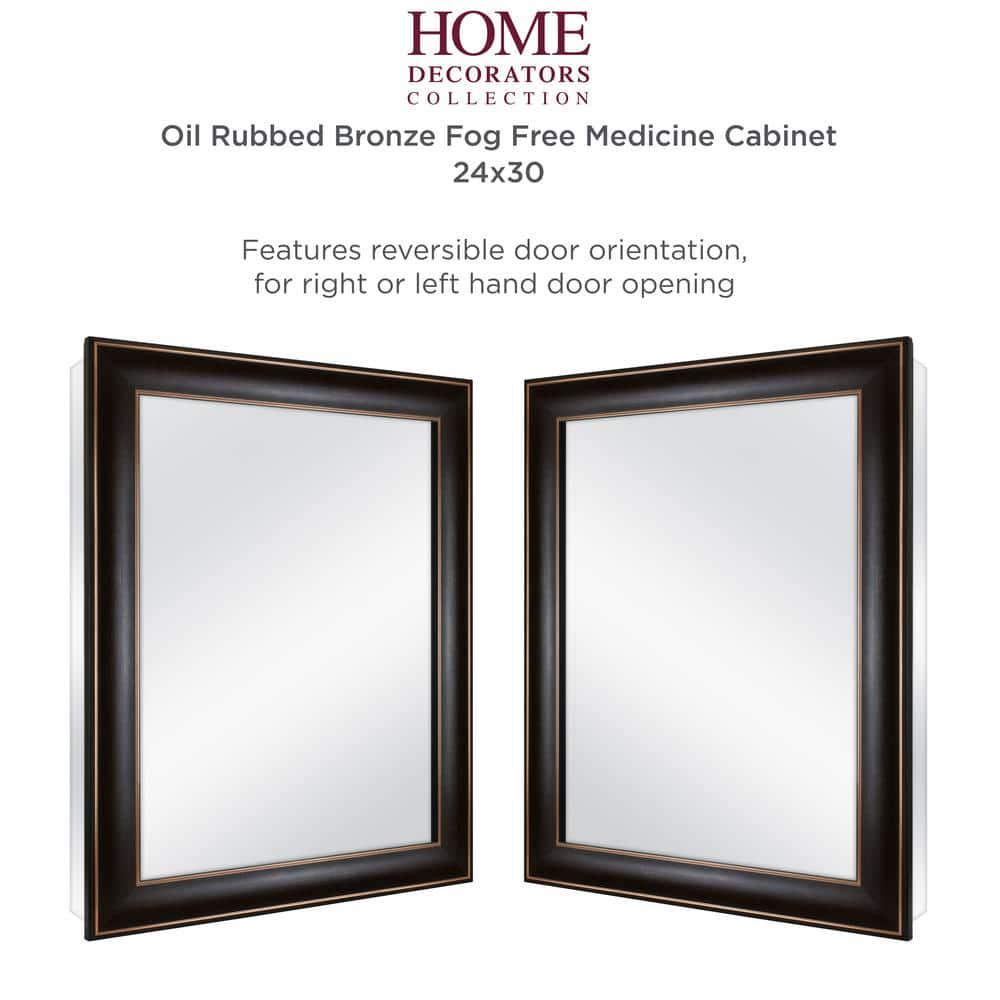 Home Decorators Collection 24 in x 30 in Fog Free Recessed or Surface Mount Medicine Cabinet in Oil Rubbed Bronze with Mirror