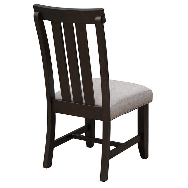 Upholstered Dining Chairs with Sliver Nails and Wood Legs， Set of 4