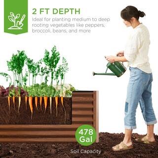 Best Choice Products 8 ft. x 4 ft. x 2 ft. Brown Outdoor Steel Raised Garden Bed Planter Box for Vegetables Flowers Herbs SKY6617