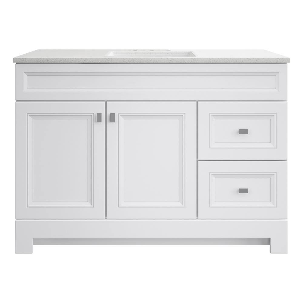 Home Decorators Collection Sedgewood 48.5 in. W x 18.8 in. D x 34.4 in. H Freestanding Bath Vanity in White with Arctic Solid Surface Top PPLNKWHT48D