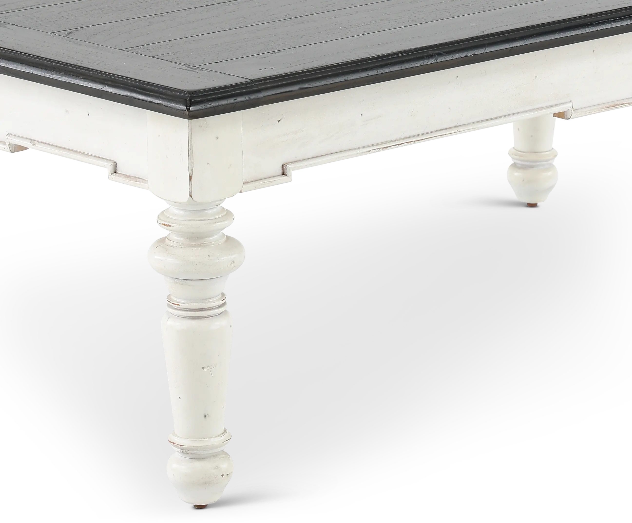 European Cottage Charcoal Gray and White Coffee Table