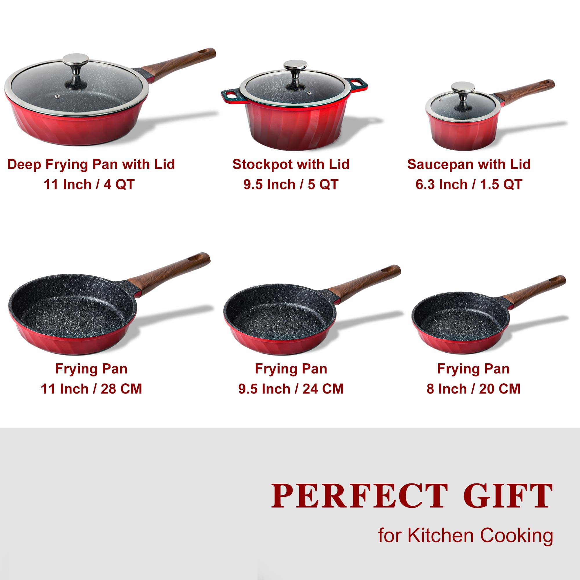 Induction Pots and Pans Set Non-stick Granite