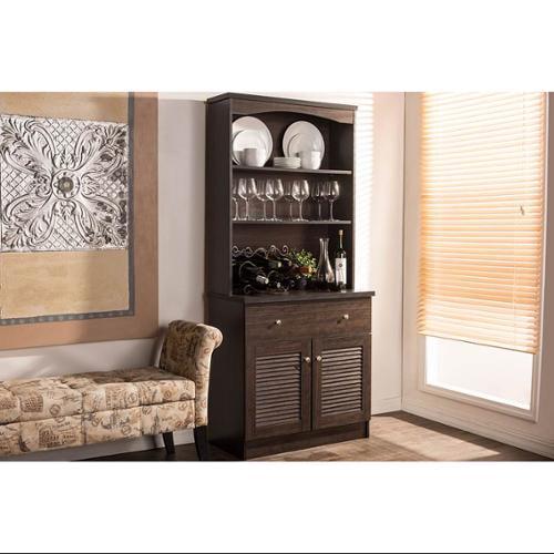 Baxton Studio Agni Modern and Contemporary Dark Brown Buffet and Hutch Kitchen Cabinet