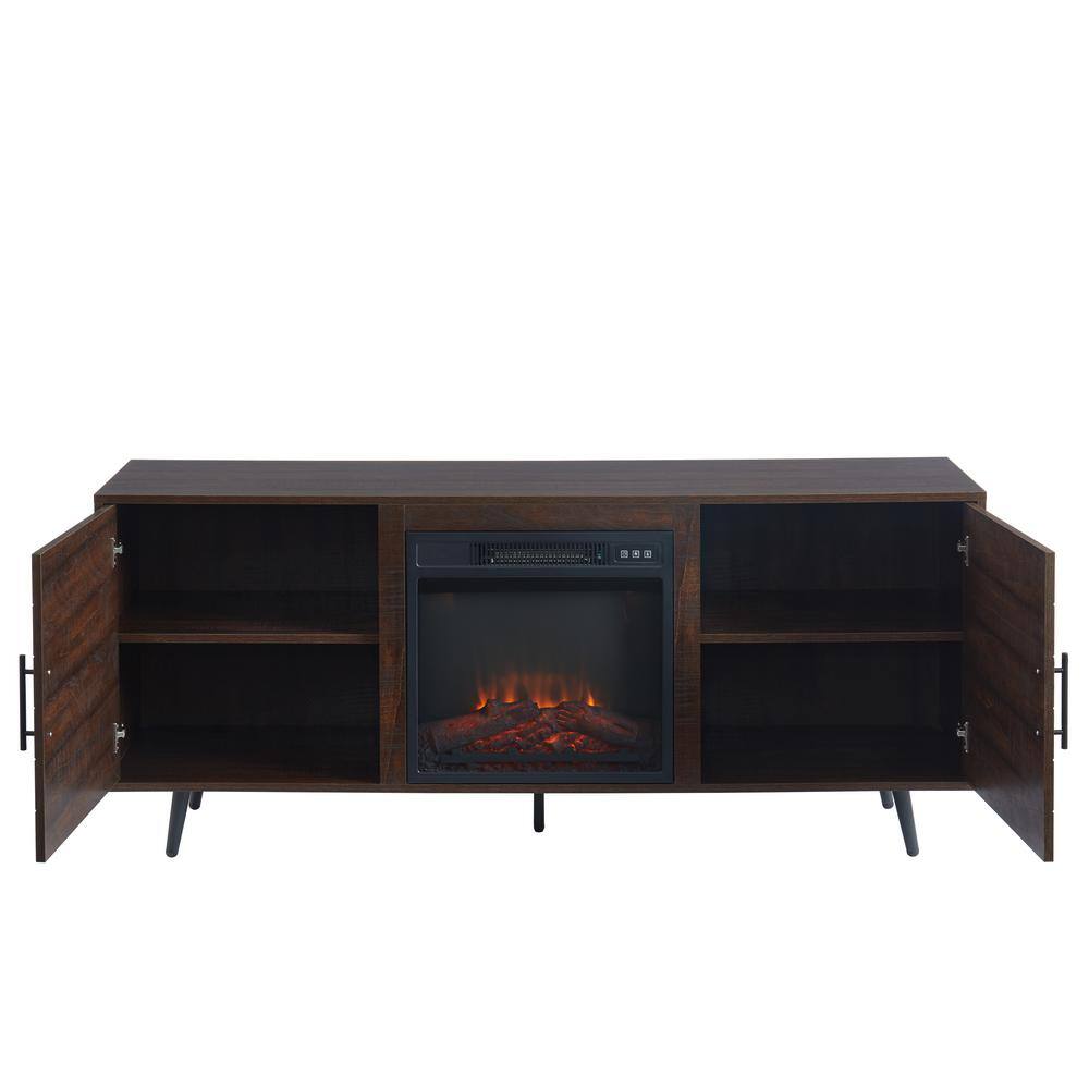 EDYO LIVING 60 in. Rustic Farmhouse Electric Fireplace TV Stand in Espresso WMTVS017EXPF018