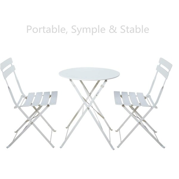 Outdoor Bistro Set with Garden Bistro Table and 2 Chairs，Portable Set