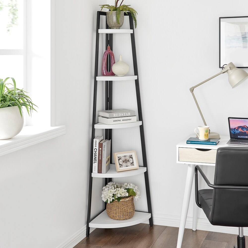 Danya B. Free Standing 5 Tier Pyramid Industrial Corner Shelf