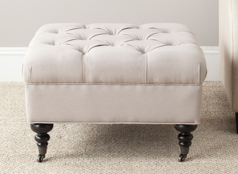 Lindie Tufted Ottoman Taupe   Modern   Footstools And Ottomans   by Virgil Stanis Design  Houzz