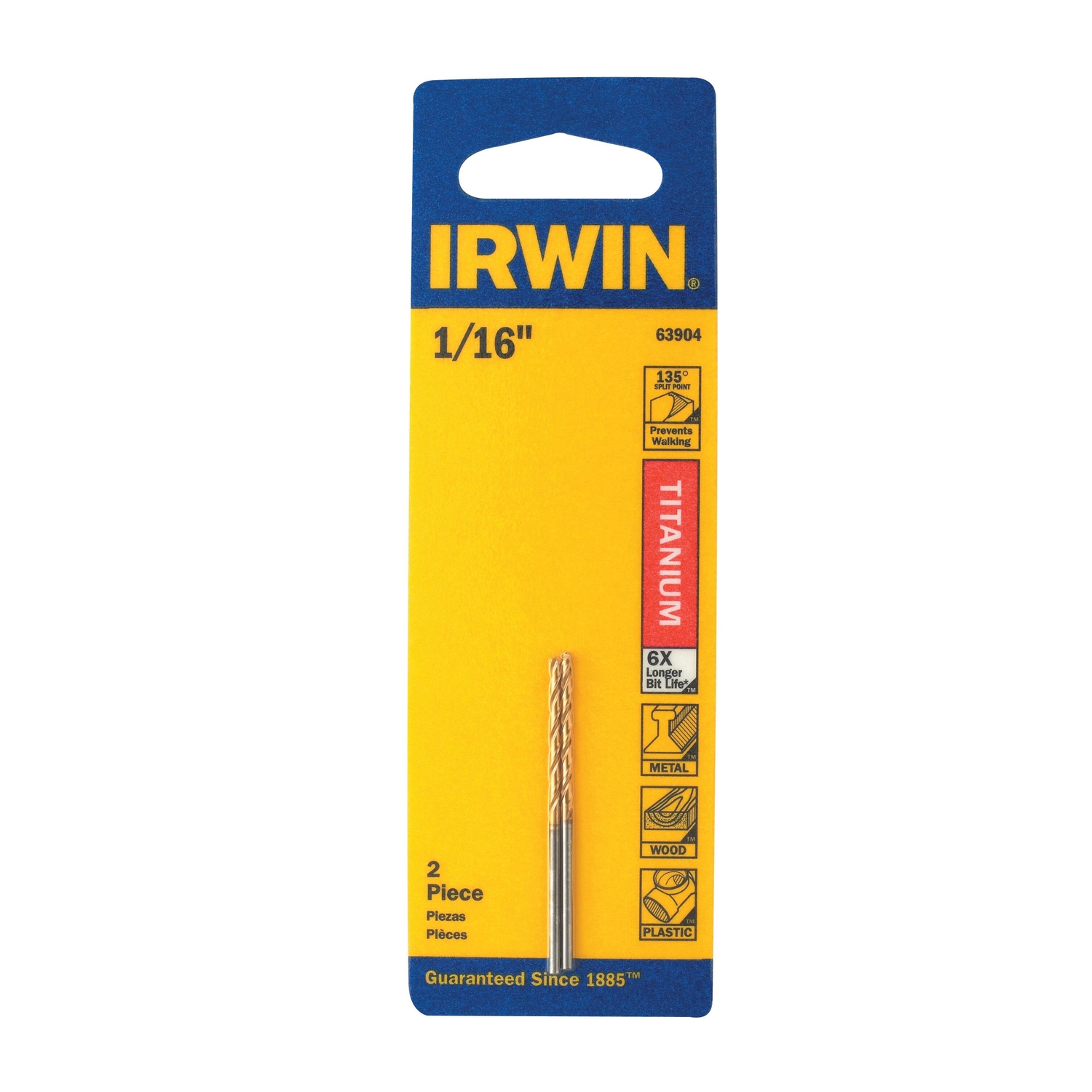 Irwin 1/16 in. X 1-7/8 in. L High Speed Steel Drill Bit Set 2 pc