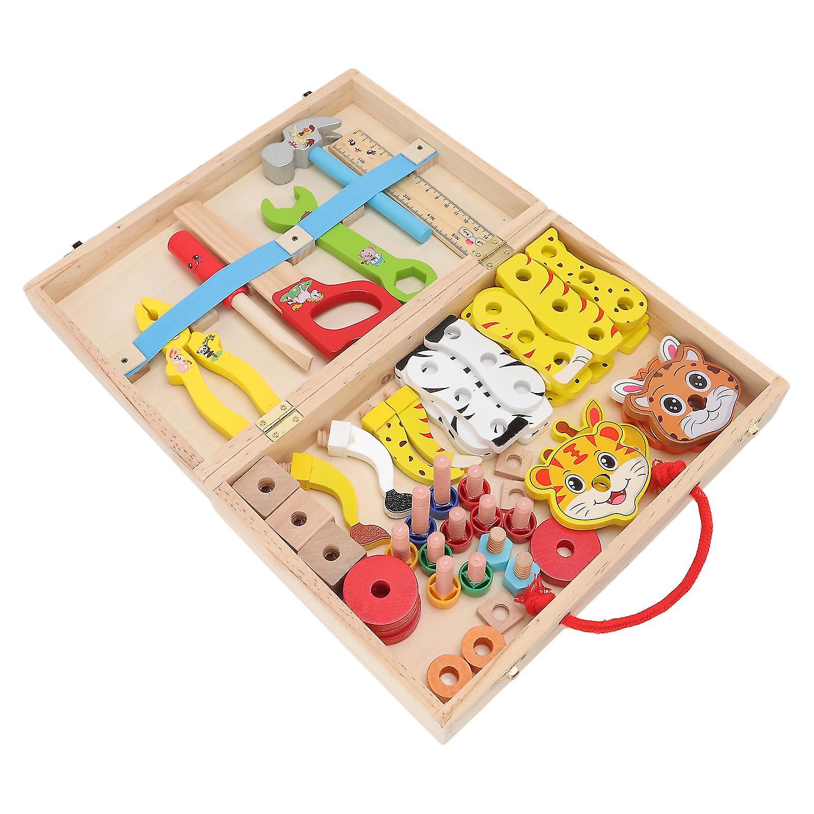 Wooden Toolbox Toys DIY Fine Workmanship Toolbox Puzzle Toy Educational Construction Kids Toys