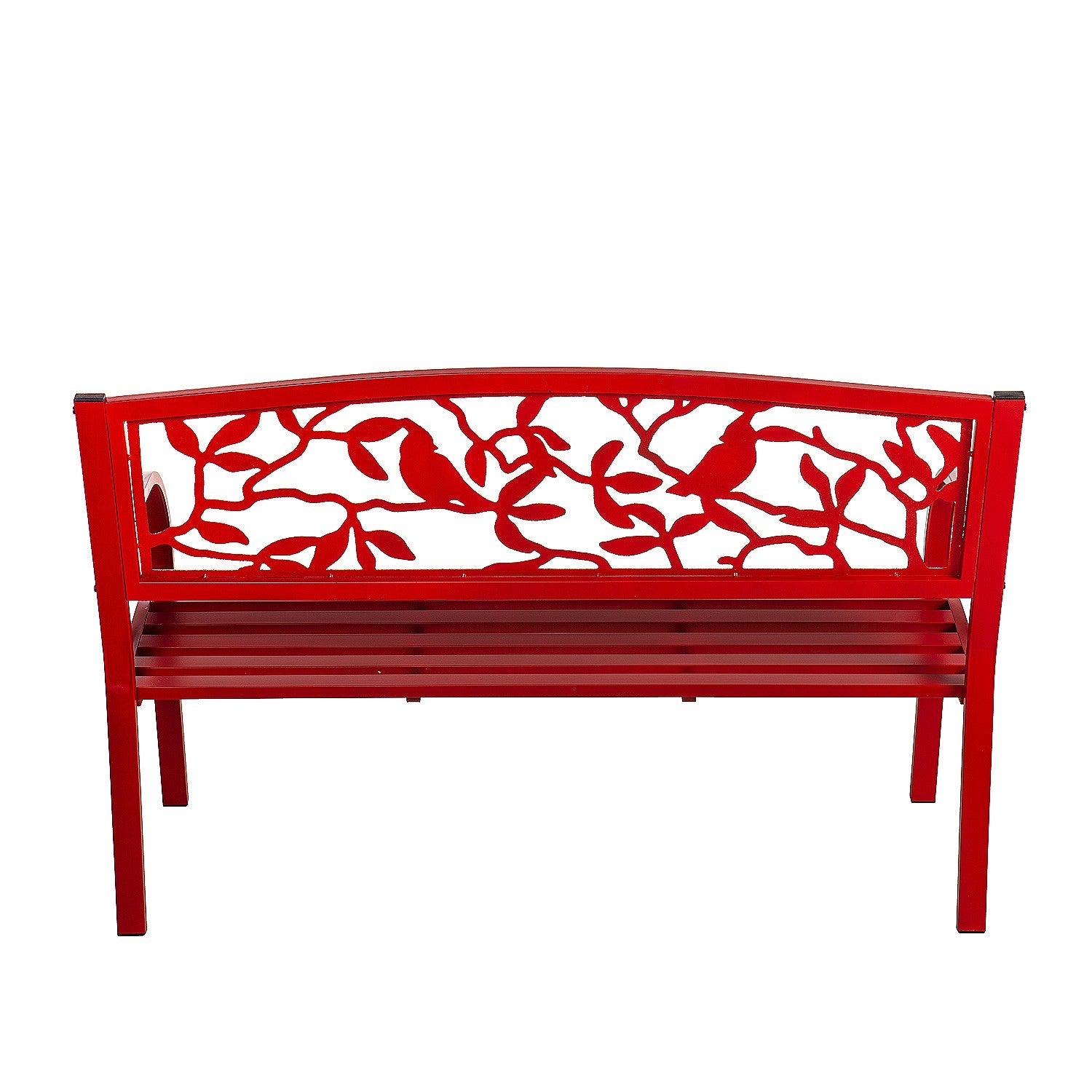 Evergreen Cardinals Metal Garden Bench, Red