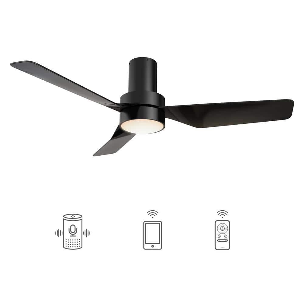 CARRO Barnet 44 in Integrated LED IndoorOutdoor Black Smart Ceiling Fan with Light and Remote Works with AlexaGoogle Home