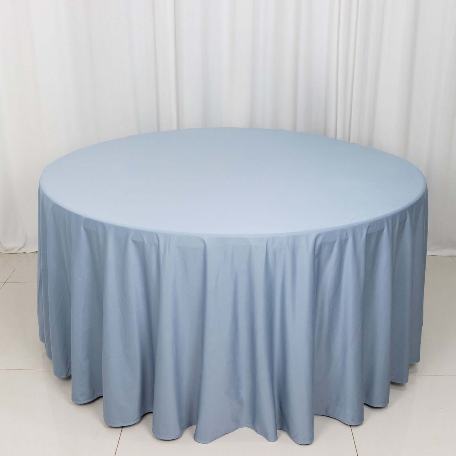 Dusty Blue Premium Scuba Round Tablecloth, Wrinkle Free Polyester Seamless Tablecloth 120