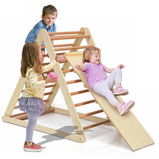 Costway Foldable Wooden Climbing Triangle for Toddler Baby TY327400NA