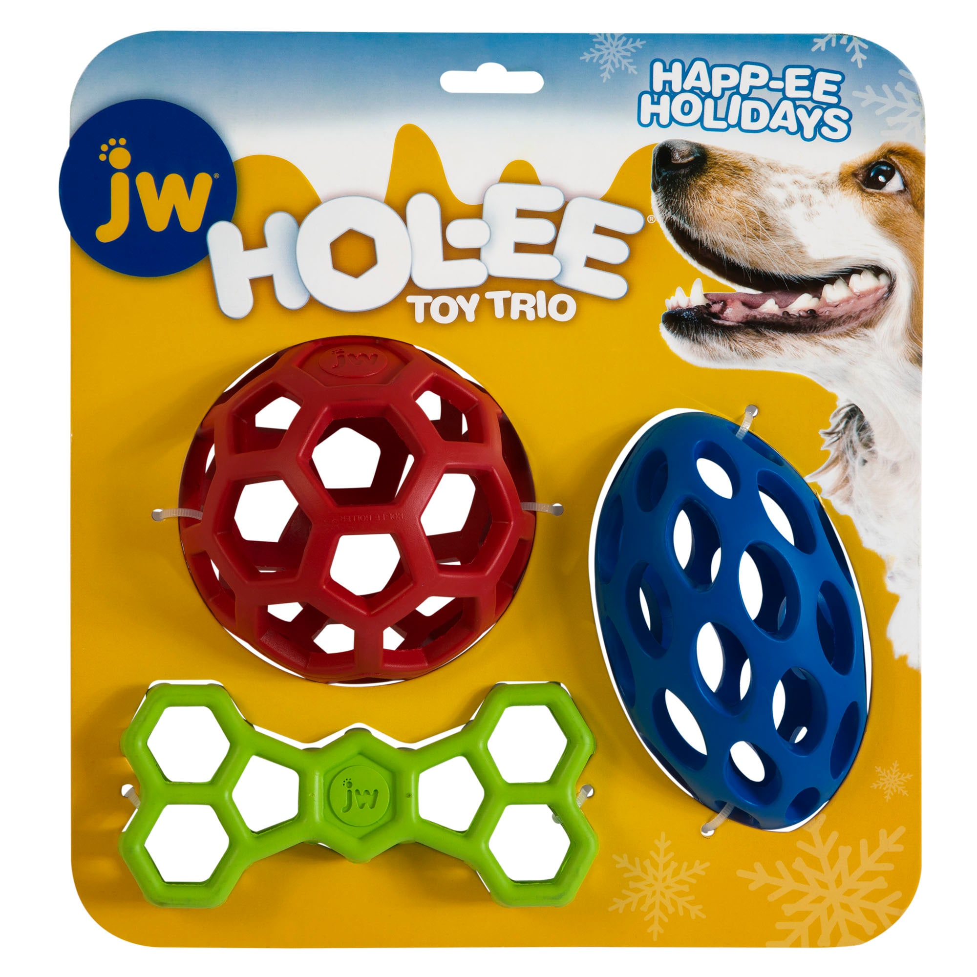 JW Hol-Ee Holiday Trio Pack Dog Toy， Large