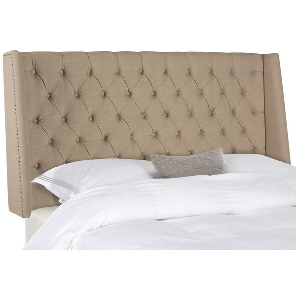 SAFAVIEH London Taupe Upholstered Tufted Wingback Headboard (Full) - - 11925573