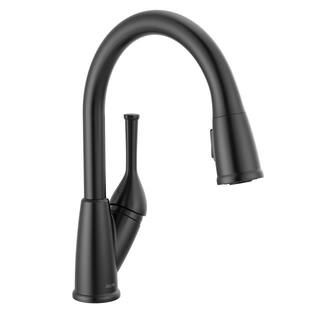 Delta Classic Single Handle Pull Down Sprayer Kitchen Faucet in Matte Black 19810-BL-DST