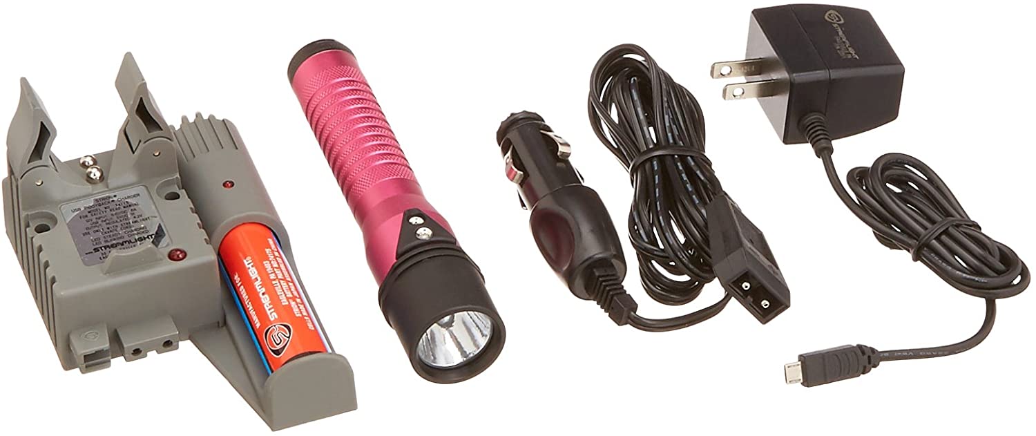 Streamlight 74361 Strion LED with 120V AC/12V DC Piggyback Charger， Pink - 260 Lumens